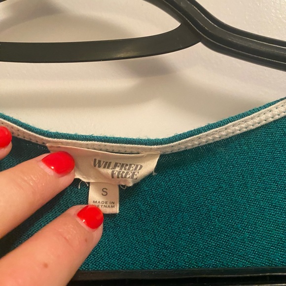 🌱 Wilfred Free Izidora Dress - Size S - Jersey Faux Wrap Dress - Green 🌱 - Picture 4 of 5